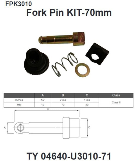 3057703 HYSTER 04640-U3010-71  CLASS II FORK PIN KIT CASCADE 7000034   2 3/4
