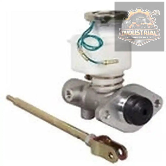 New Nissan forklift master cylinder 46010-91K00 aftermarket part, shown in the image with metal body and connection ports.