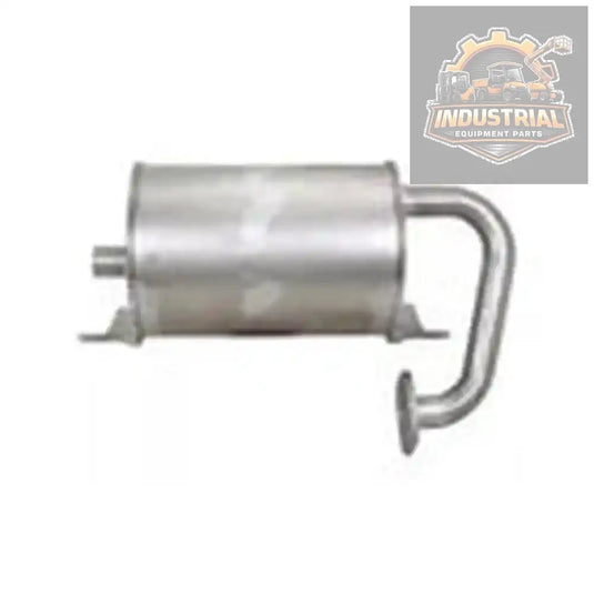 Caterpillar forklift muffler part 91B62-08300, industrial engine exhaust muffler, shown in black with mounting details.