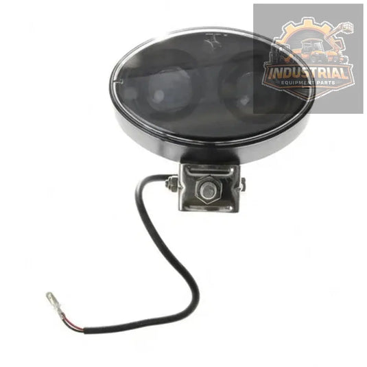 Blue LED forklift safety light with universal 9-96V compatibility, designed for visibility and safety in industrial environments.