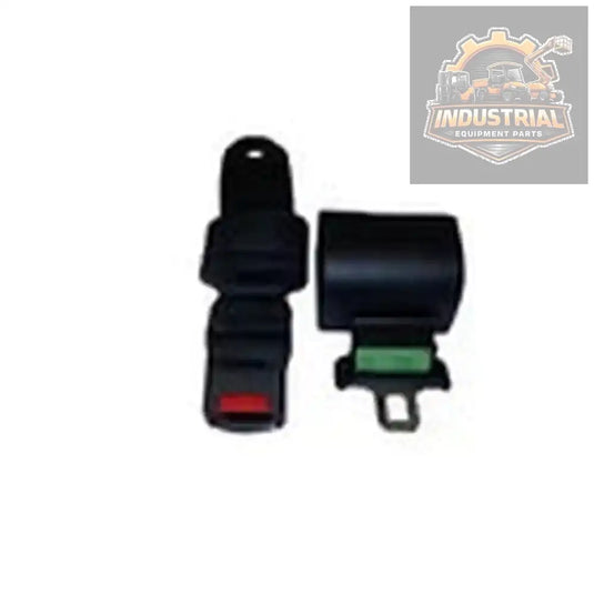 Lime green retractable forklift seat belt buckle with 60-inch safety belt, compatible with various forklifts, designed for secure safety.