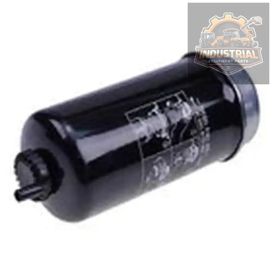 Fuel filter RE509032 for John Deere 130G, 160GLC, 180GLC, and 200CLC machines, showing the filter's metal body and inlet/outlet ports.