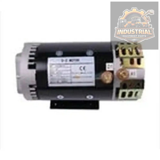Genie 24V pump motor with model number 105387GT, compatible with GR, QS, and TZ series lifting equipment, shown in the image.