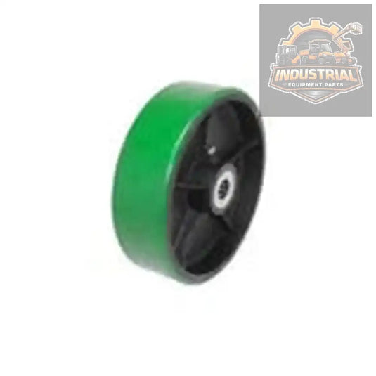 10-inch poly wheel assembly for Genie 29861GT, featuring durable plastic wheel and metal frame in a close-up view