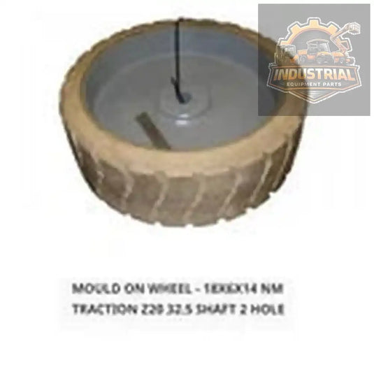 Genie 36838GT NM traction wheel with mold on shaft, 18x6x14 inches, Z-20/8N, for industrial lifting equipment