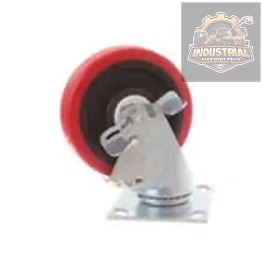 Genie 57735 swivel caster with brake, 5-inch by 1.5-inch, for SLC12, SLC18, and SLC24 equipment, shown with brake engaged.