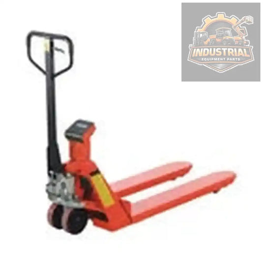 Hand pallet truck with built-in scale, 4000 lb capacity, 23x45 inch platform, used for lifting and weighing pallets.