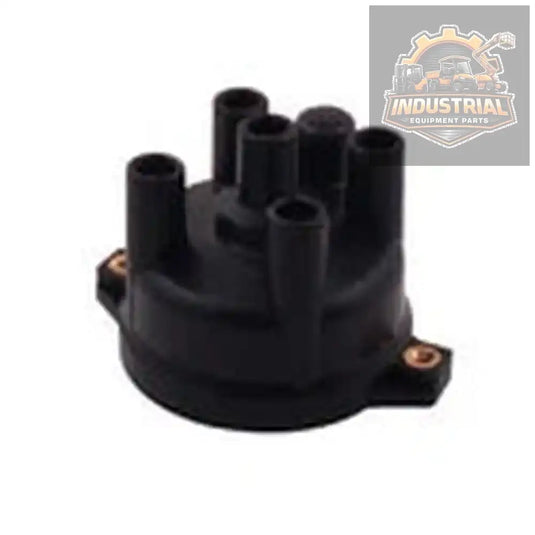 Hyster Yale forklift distributor cap for Mazda FE engine, with connection points and black plastic body, US-made.