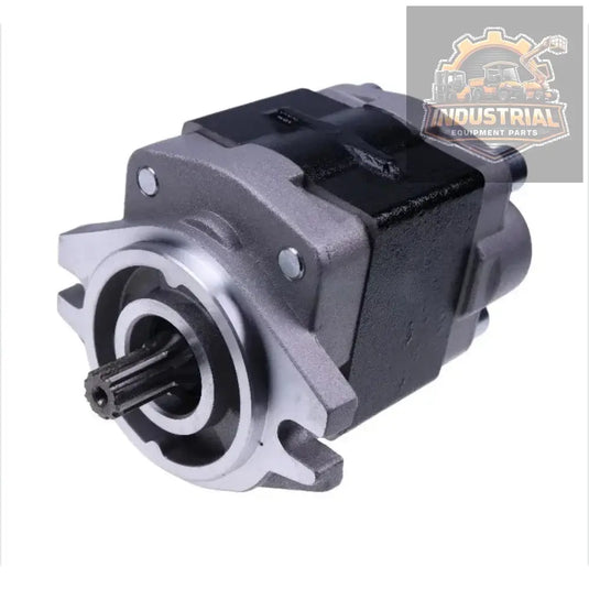 Hydraulic gear pump 91E71-00100 for Nissan K25 engine and Mitsubishi FG30 forklift, showing the metal pump with mounting flange