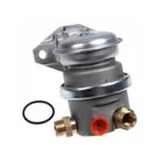 Fuel transfer pump RE66153 for John Deere 310E, 310G, 310SG, and Hitachi loader, shown in a close-up view with metal fittings.