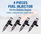4 Pieces Fuel Injector for Kubota Engine V3307-CR-TE4 V3307 Tier 4 | 1J770-53050